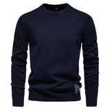 AIOPESON Mens Solid Cotton Crew Neck Knitted Pullover Sweaters Casual Fashion Classic Sweater for Men