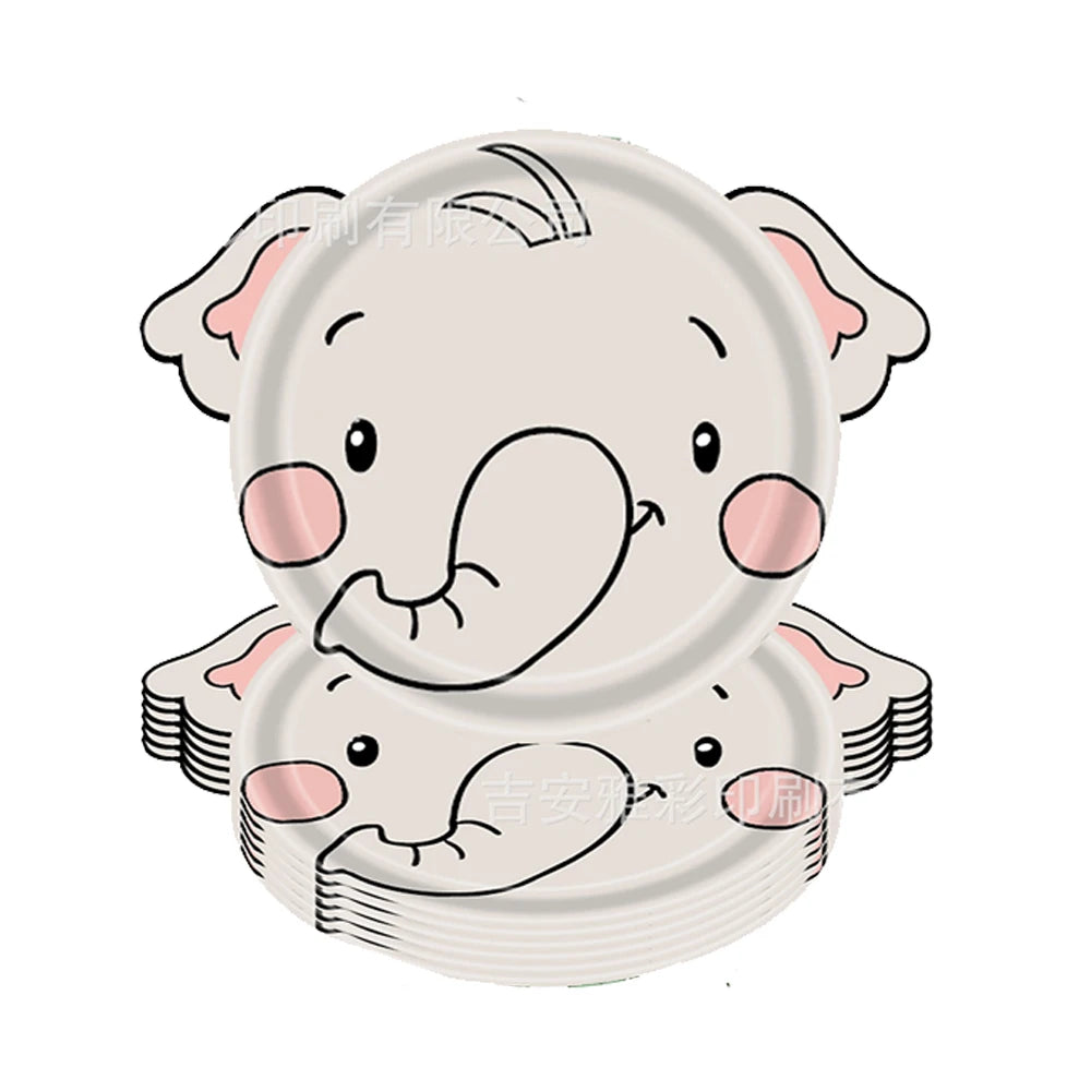 10pcs Farm Animals Party Paper Plates Cock Pig Cow Sheep Disposable Plates Kids Birthday Decor Cartoon Animals Dinnerware Plates