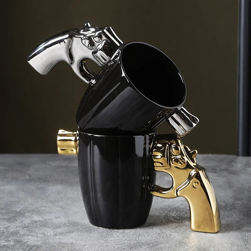 ceramic gun mug cup pistol gun handle mug cup sheriff mug