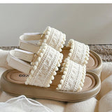 Girls Sandals 2025 Summer Straight Strap New Casual  Anti-slippery Children Students Retro Beach Kids Shoes for Girl