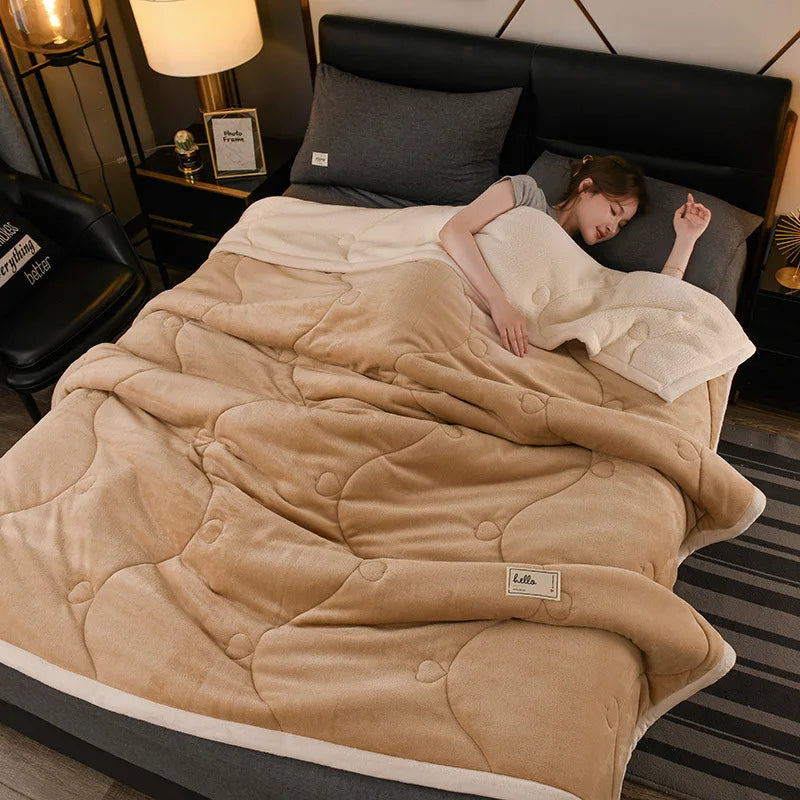 Wool Throw Blanket Keep Warm Winter Bed Blankets Camping Double Bed Cover Bedspread on The Bed  Soft Breathable Cozy Cover Solid