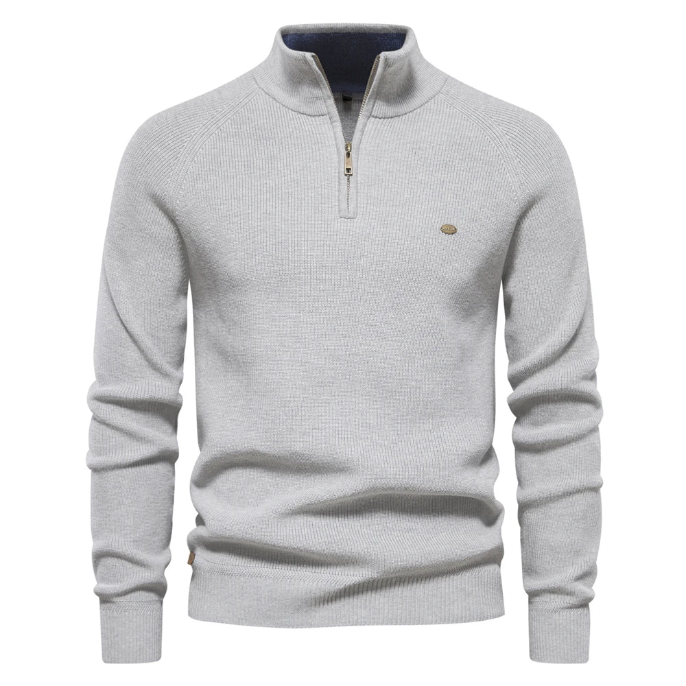 AIOPESON Mens Autumn Winter Cotton Quarter Zipper Sweater Fashion Casual Social Brand Quality Knitted Sweater for Men