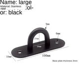Black Stainless Steel Wall Hook Heavy Duty Fixed Pad Eye Plate Deck Door Buckle U/J-Shaped Heavy Duty Ceiling Mount Hanger