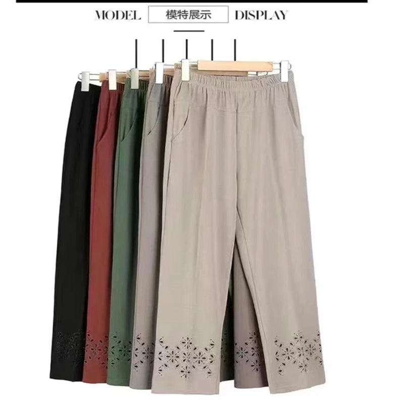 Summer Womens cropped pants  For Women Hollow Out Pantalon Femme High Waist Black Short Trousers Casual Baggy Pants