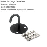 Black Stainless Steel Wall Hook Heavy Duty Fixed Pad Eye Plate Deck Door Buckle U/J-Shaped Heavy Duty Ceiling Mount Hanger