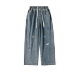 Jeans for Men with Print Trousers Graphic Hip Hop Male Cowboy Pants Light Blue Luxury Y2k Streetwear Aesthetic Harajuku Baggy Xs