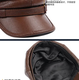 REAL COWHIDE Genuine Leather Greek Fisherman Sailor Fiddler Driver Hat Flat Cap for Men Women