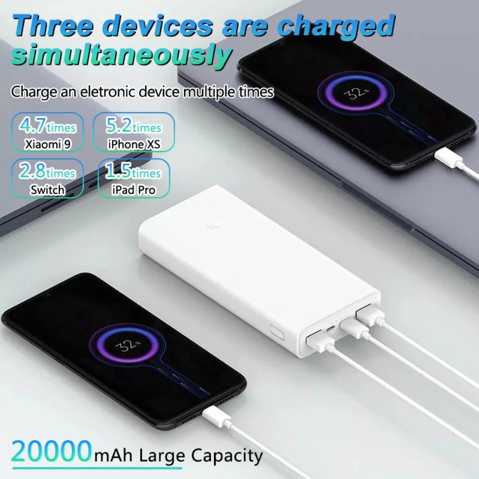 easyown Powerbank 3 20000mAh PLM18ZM 18W 2-Way Quick Charging USB-C Powerbank 20000  Portable External Battery Mi Powerbank