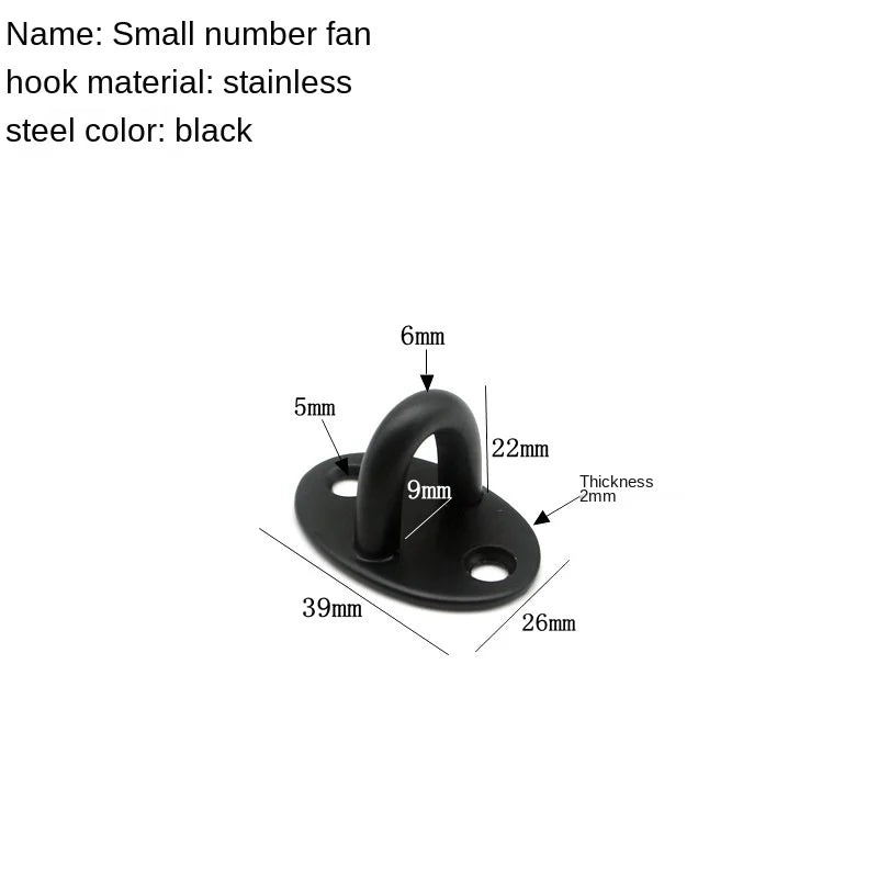 Black Stainless Steel Wall Hook Heavy Duty Fixed Pad Eye Plate Deck Door Buckle U/J-Shaped Heavy Duty Ceiling Mount Hanger