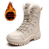 New Warm Plush Snow Boots Lace Up High Top Men's Boots Waterproof Winter Outdoor Boots Anti-Slip Army Work Boots Desert Boots