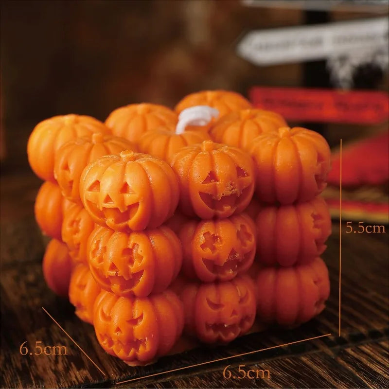 Creative Halloween Orange Beige Pumpkin Aromatherapy Candles Pumpkin Handmade Shaped Candles Halloween Home Decoration Gift