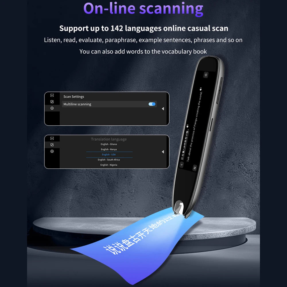 Dictionary Translation Pen Scan Reader Device Text Scanning Reading Translator WiFi/BT Connection 142 Languages Online Translate