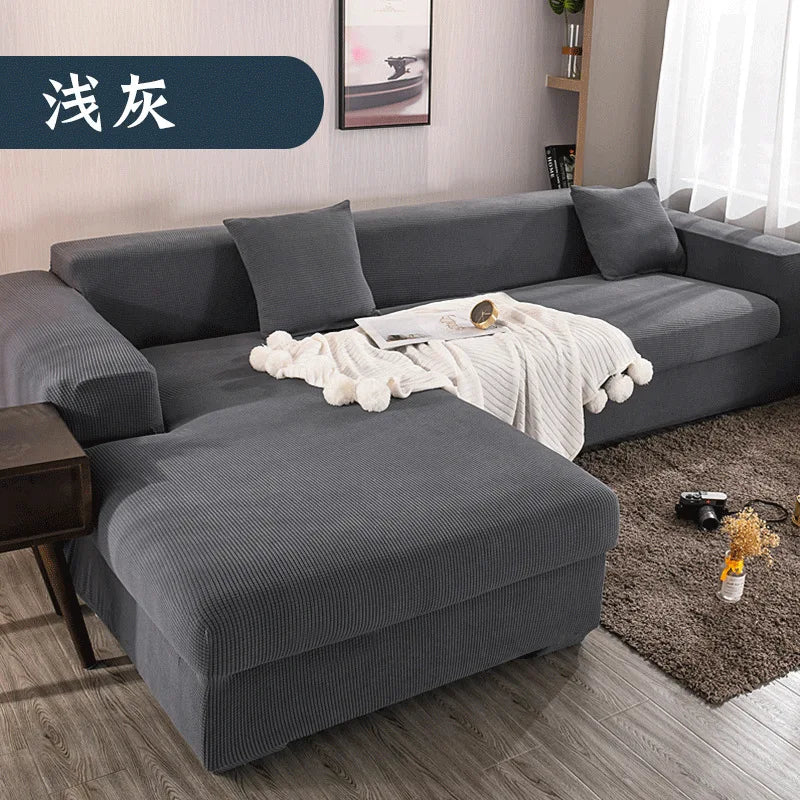 Sofa Cover for Living Room Thick Elastic Polar Fleece 1/2/3/4 Seater L-shaped Corner Sofa Cover for Sofa Chaise Longue
