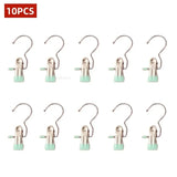 10/5PCS Stainless Steel Clothespins Laundry Clothes Pegs with Hook Pants Hanger Portable Hanging Clips Closet Clothes Organizer
