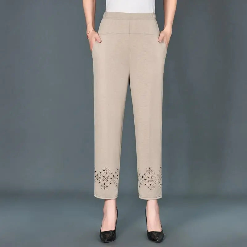 Summer Womens cropped pants  For Women Hollow Out Pantalon Femme High Waist Black Short Trousers Casual Baggy Pants