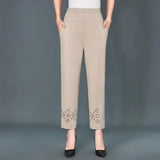 Summer Womens cropped pants  For Women Hollow Out Pantalon Femme High Waist Black Short Trousers Casual Baggy Pants