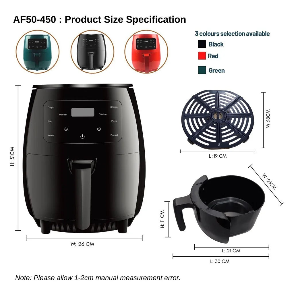 air fryer with safety and overheating protection, household large capacity french fry machine, multifunctional electric fryer