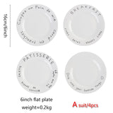4pcs, ceramic 6-inch breakfast plates, appetizer plates, sandwiches, bread, dessert fruit salad plates, Nordic style ceramics