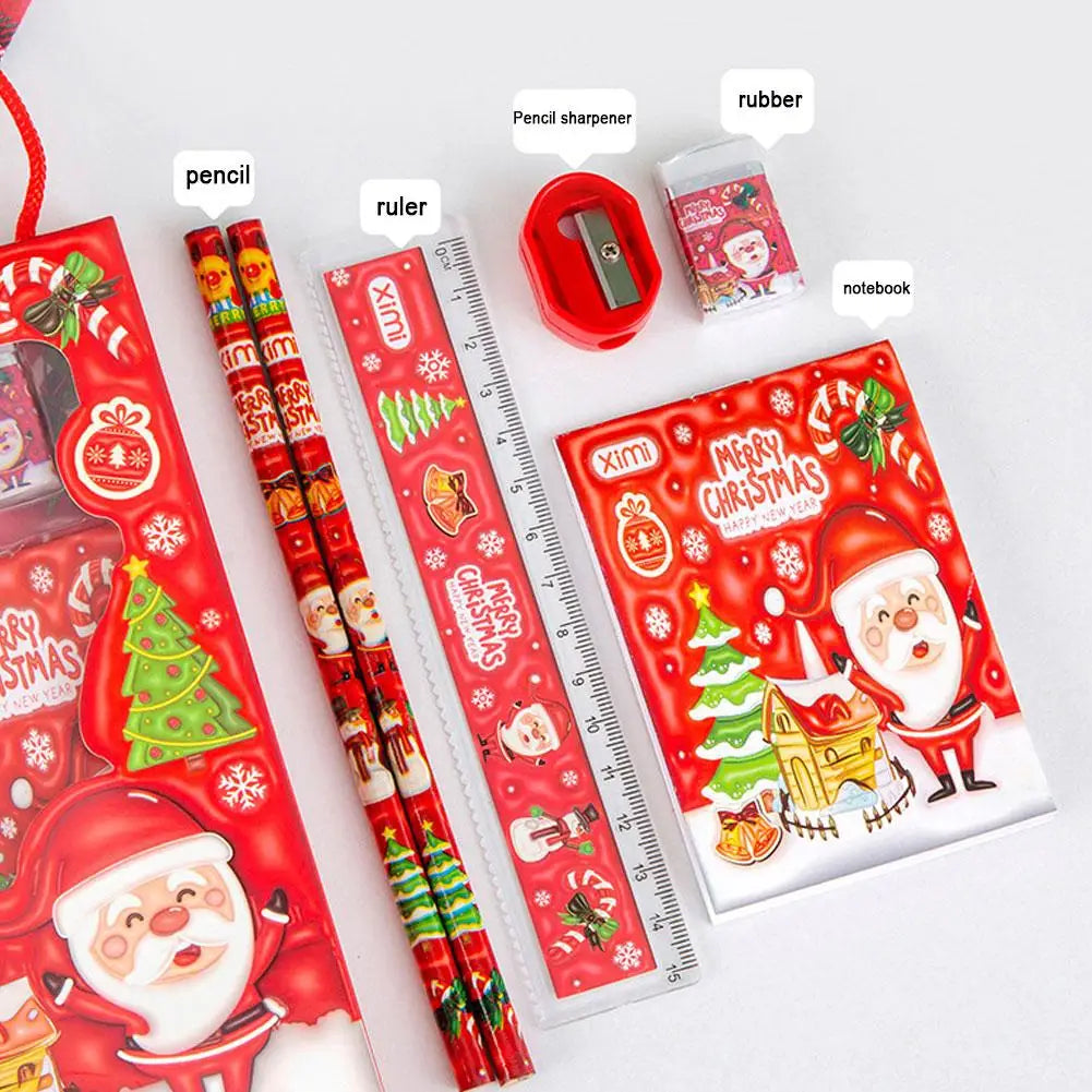 6-Piece Kids School Supplies Set, Writing Tools with Cartoon 3D Raised Design, Gift Box for Students Birthday Christmas