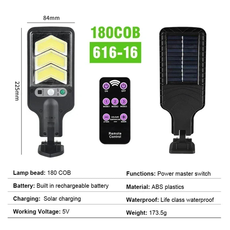 Solar Street Lights Outdoor, Solar Lamp With 3 Light Modes Waterproof Motion Sensor Security Lighting for Garden Patio Path Yard