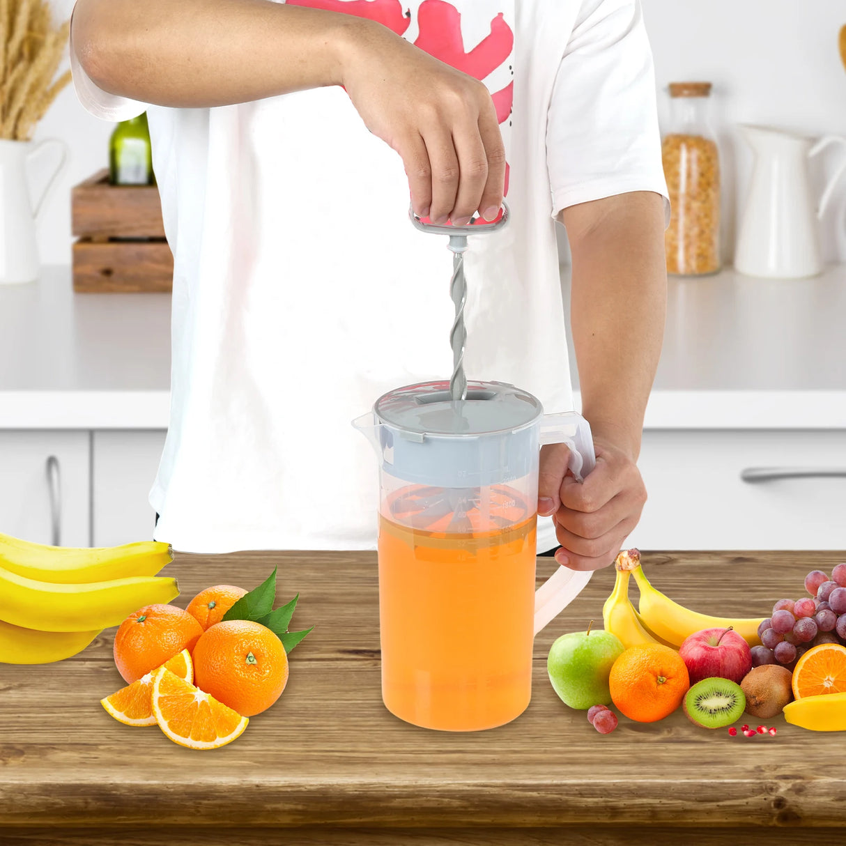 Mixing Pitcher for Drinks 2000ml Mixing Water Pitcher Wide Mouth Lemon Orange Fruit Juice Mixing Container Kitchen Accessories