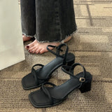 Sandals, 2025 Summer New Fashion Gentle Retro Chunky Non-slip Sandals, A Line with 5cm High Heels Summer Beach Sandals