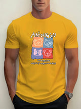 T Shirts For Men Bear 100% Cotton Graphic Printing Summer Round Neck T-Shirt Casual Breathable Street Style Daily Top