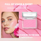 QIBEST New Embossed Blush Peach Pink Orange Tint Makeup Blush Palette Cheek Contour Rouge Long-lasting Face Brightens Blusher