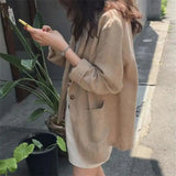 2025 Spring and Summer Korean New Style Herringbone Linen Loose Simple Long-sleeved Casual Blazer for Women