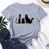 Women's T-shirts Black Cat Graphic T Shirt Oversized Short Sleeve Woman Tops Female Clothing Summer Tshirt