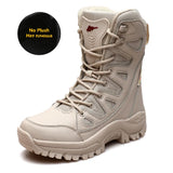 New Warm Plush Snow Boots Lace Up High Top Men's Boots Waterproof Winter Outdoor Boots Anti-Slip Army Work Boots Desert Boots