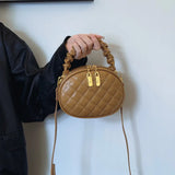 2025 New! Stylish Quilted Embroidery Bags for Women. Popular Crossbody and Handheld Small Round Bags with High Appearance Level