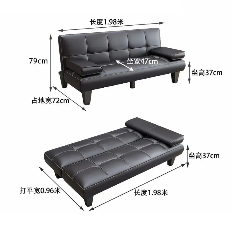Simple  Foldable Sofa Bed Fabric 3-Level Adjustment  Living Room Office Bedroom Furniture Solid Wood Bean Bag Sofa