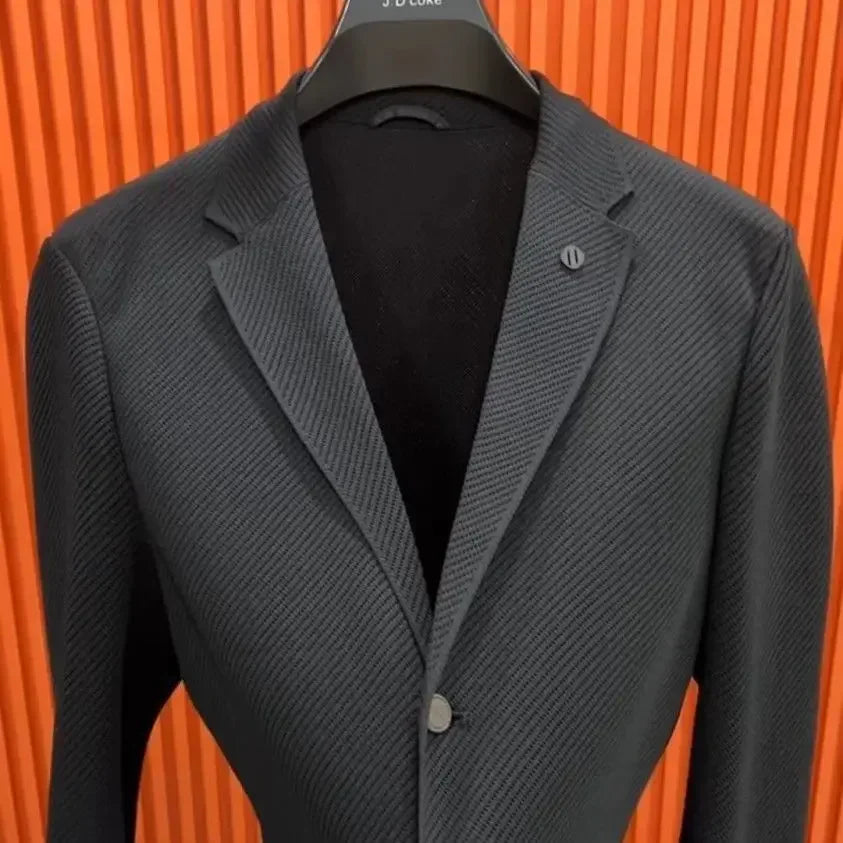 Jacket for Men Long Coats Single Breasted Striped Man Suits and Blazers Simple Original Classic Menswear Fashion 2024 Casual