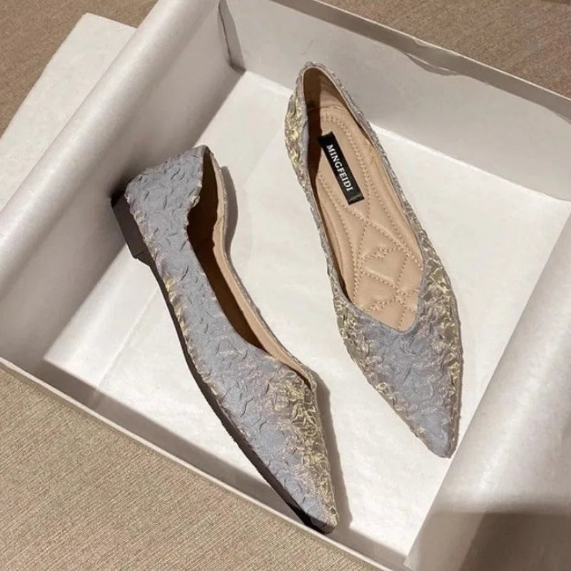 Black Shoes For Women Sexy Pointed Toe Evening Woman Flats Wholesale 2024 Summer Young Korean Style Social Novelties Lastest