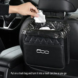 Car Back Seat Storage Bag  Hanging Bag Box Paper Towel Phone Storage Trash Can for Fiat 500 Car interior Accessories