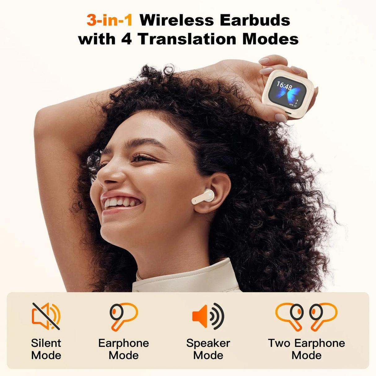 AI Language Translation Earbuds 144 Languages Real Time Translator In Ear LCD Touchscreen HD Sound Noise Canceling Wireless