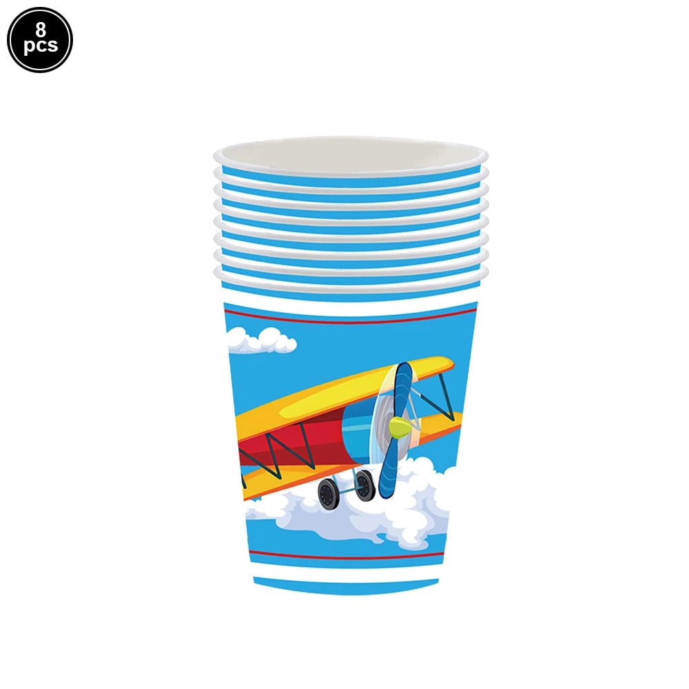 Fighter Plates Airplane Birthday Party Decor Plane Plates Blue Sky Plates Two Fly Paper Plates Napkins Party Supplies for Boys