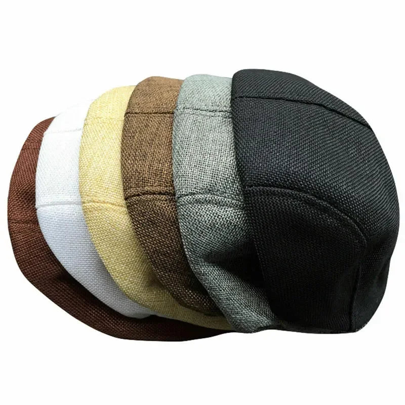 Men Berets Cap British Style 2025 New Autumn Summer Linen Hats Fashion Flat Caps Classic Vintage Gatsby Cabbie Cap Chapeau Homme