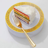50/25pcs Gold Plastic Plates-7.5inch Disposable Salad/Dessert Plates-Hard Plastic Appetizer Plates Small Cake Plates for Parties