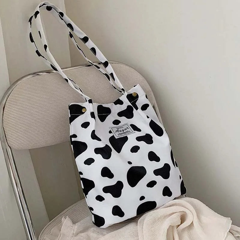 Leopard Print Casual Handbag Canvas Shoulder Bag Ladies Fashion Tote Bags