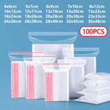 100Pcs/lot Small ZipLock Plastic Bags Transparent Bag Reclosable Vacuum Storage Bag Clear Bags Zipper Food Storage zip Bags ﻿