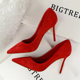 Fashion Simple Suede Shallow Mouth High Heels For Women Shoes Casual Pointed Toe Slimming Stiletto professional Single Shoes