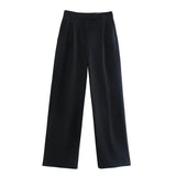 MUJER 2025 Women's Pants Beige Grey Black Wide Leg Pants Women High Waist Baggy Pants Woman Fashion Summer Office Trousers