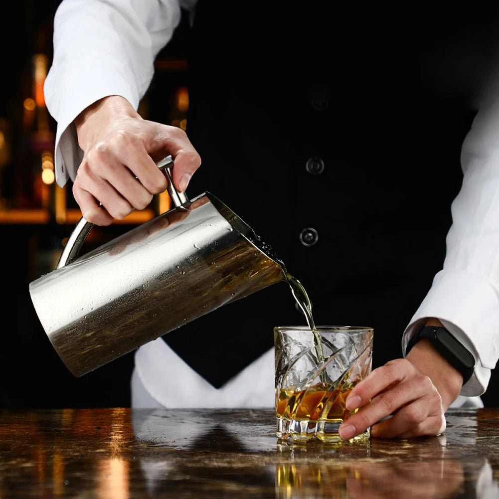 1/2L Pitcher Pot Stainless Steel Kitchen Cold Wine Pitcher Bar Ice Jar Container Fruit Juice Pitcher for Restaurant Cafe Mix Bar