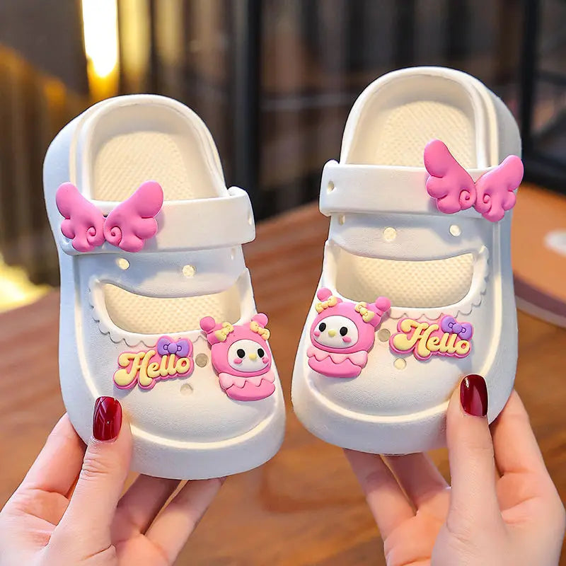Cute Cartoon Kawaii Sanrioed Kuromi Hellokitty Girls' Sandals Summer New Princess Shoes Indoor Bathroom Slippers