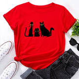 Women's T-shirts Black Cat Graphic T Shirt Oversized Short Sleeve Woman Tops Female Clothing Summer Tshirt