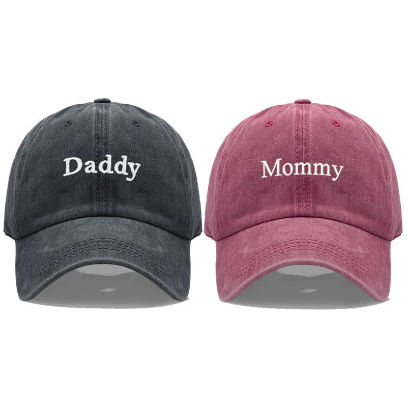 Daddy & Mommy Baseball Cap for Men & Women Unisex Soft Washed Cotton Embroidery Baseball Hats For Father's Mother's Day gifts