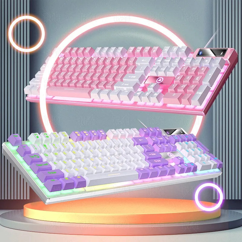 Advanced K500 gaming wired keyboard with color blocking and luminous mechanical feel, desktop computer keyboard