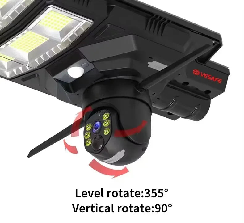 Smart All-in-One 300W Solar Street Light CCTV camer Waterproof LED 60W ABS Body Path Garden Road Battery Powered DC Supply